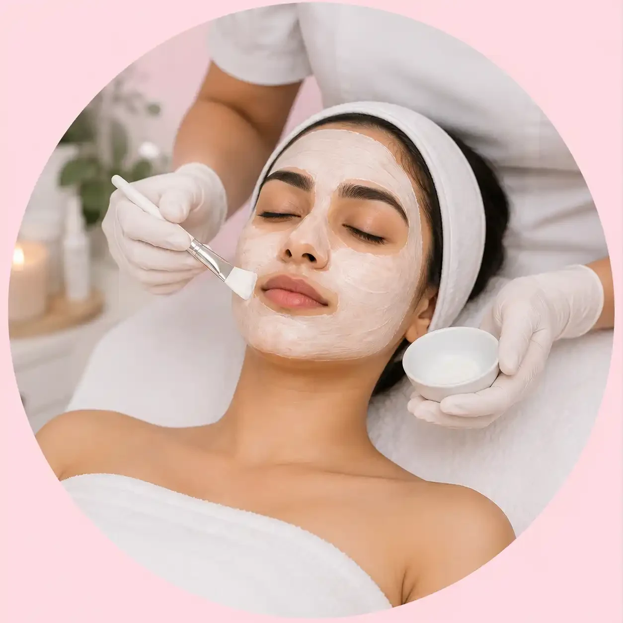 Woman receiving a professional facial cleanup treatment